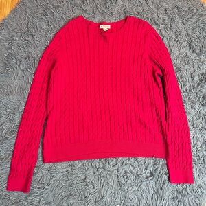 Brooks Brothers Red Fleece Red Cotton Cashmere Cable Knit Sweater Size XL